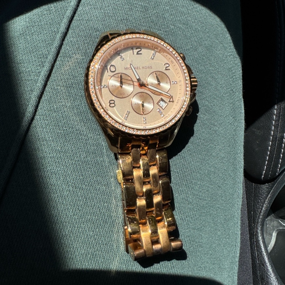 Michael Kors Rose Gold Crystal-Accented Chronograph Bracelet Watch